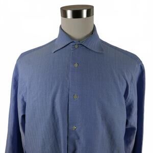 Kuhlman Mens Button Up Blue Zig Zag Dress Shirt Size 44